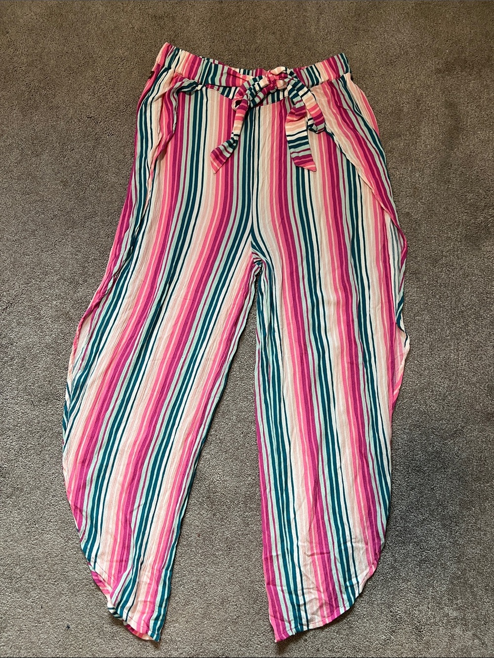 Matilda Jane Enchanted Garden By the Poolside Striped Pants Flowy size small